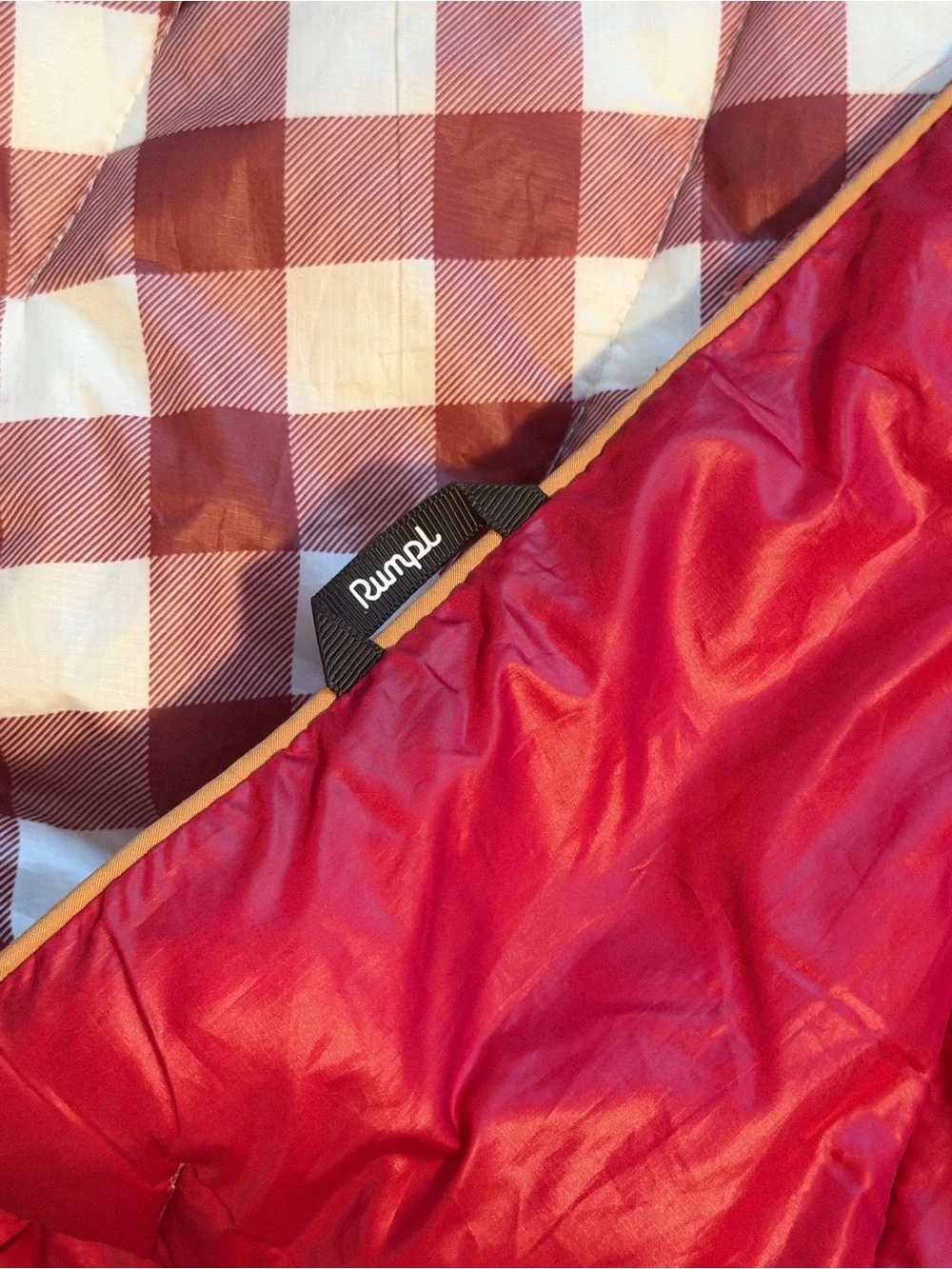 Rumpl Original Puffy 1P Blanket Red Gingham camping backpacking packable